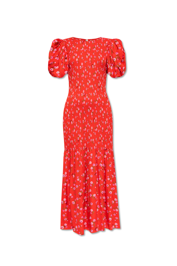 ROTATE Satin dress with floral motif