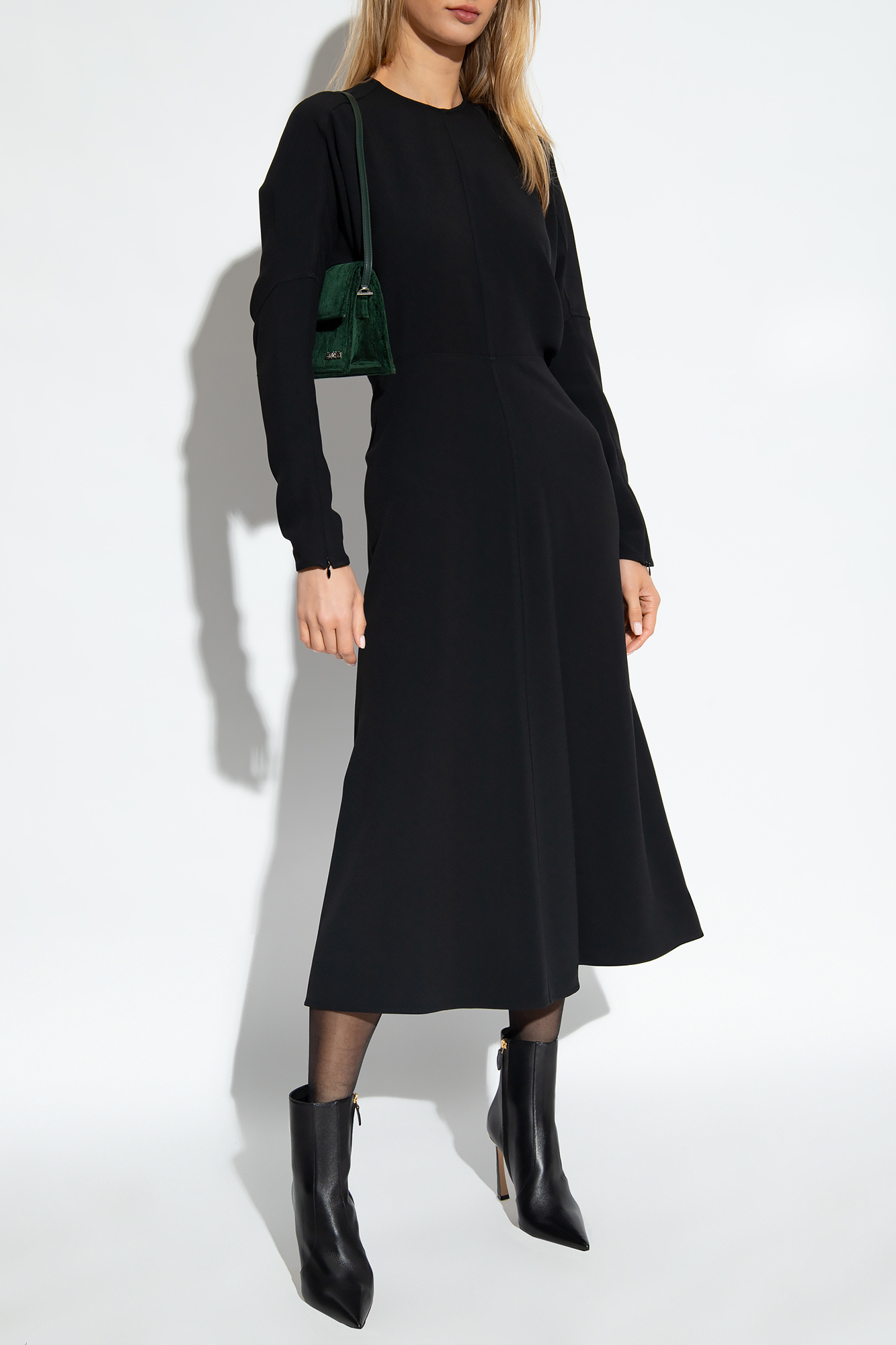 Shop Victoria Beckham Dress With Long Sleeves In Black