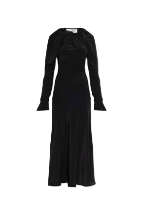 Vestido de seda con escote decorativo