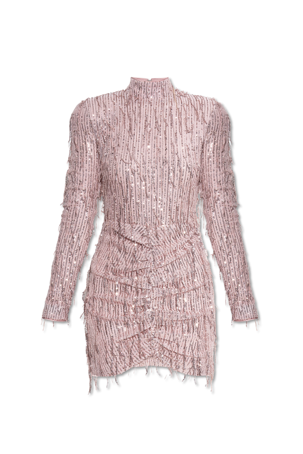 ROTATE Dress with fringes and shimmering sequins