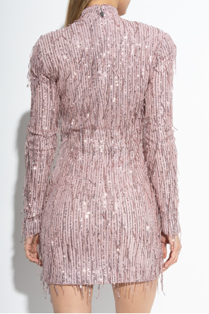 ROTATE Dress with fringes and shimmering sequins