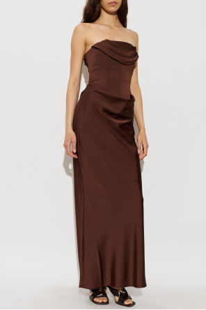 ROTATE Satin off-shoulder dress