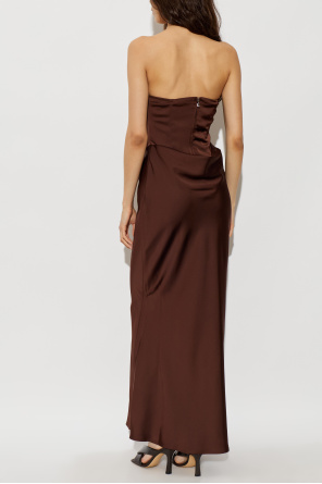 ROTATE Satin off-shoulder dress