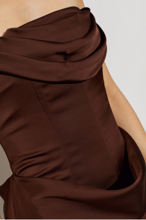 ROTATE Satin off-shoulder dress