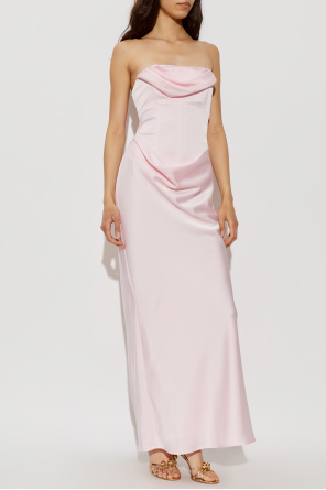ROTATE Satin off-shoulder dress