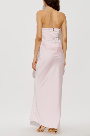 ROTATE Satin off-shoulder dress