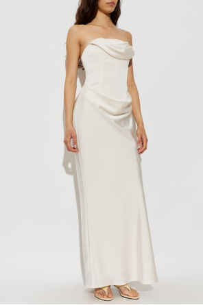 ROTATE Satin off-shoulder dress
