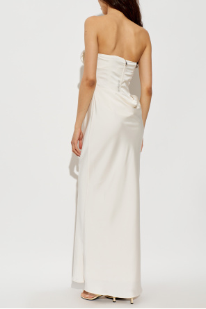 ROTATE Satin off-shoulder dress