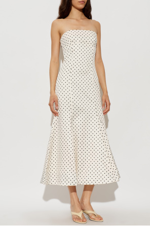 ROTATE Satin off-shoulder dress