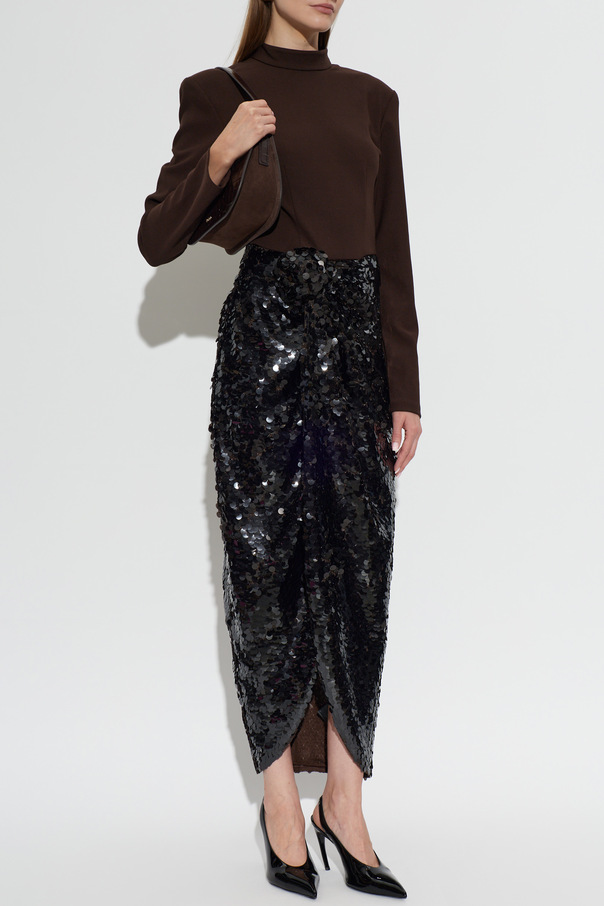 ROTATE Vestido con bajo de lentejuelas