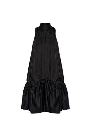 Vestido asimétrico con cuello vuelto