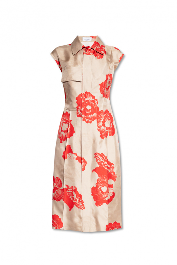 FERRAGAMO Silk dress with floral motif