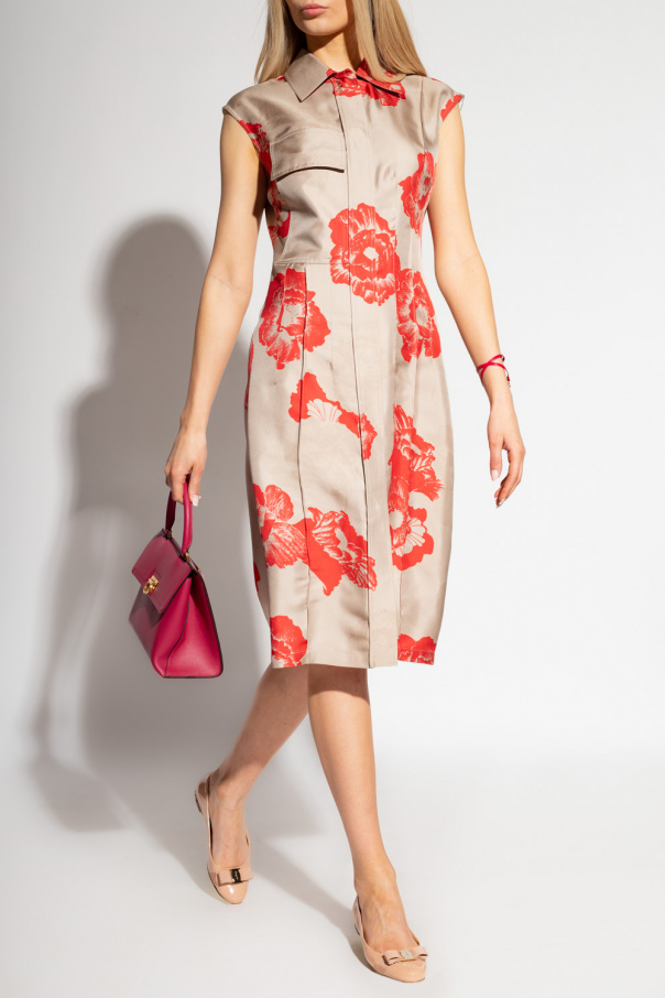 FERRAGAMO Silk dress with floral motif