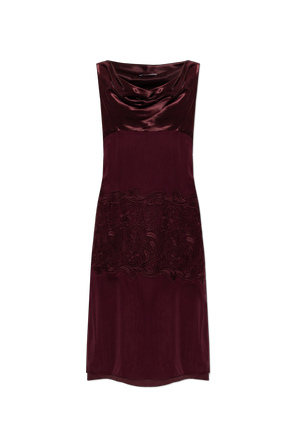 Lace-panel midi dress