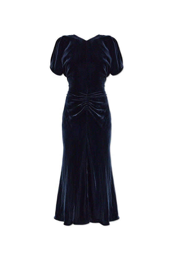 Velvet dress with draping at the waist od Victoria Beckham