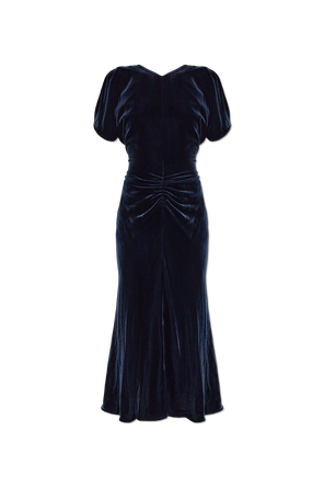 Vestido de terciopelo con drapeado en la cintura