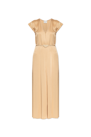 Vestido satinado con cinturón