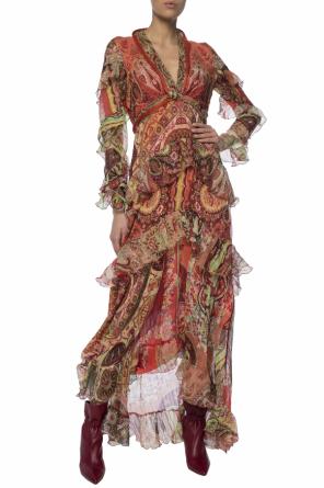 Wzorzysta sukienka z falbanami od Etro