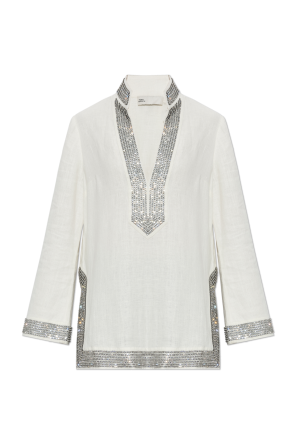 Tunic with shimmering crystals