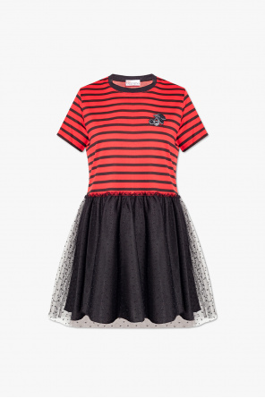RED Valentino bow-embellished tiered dress