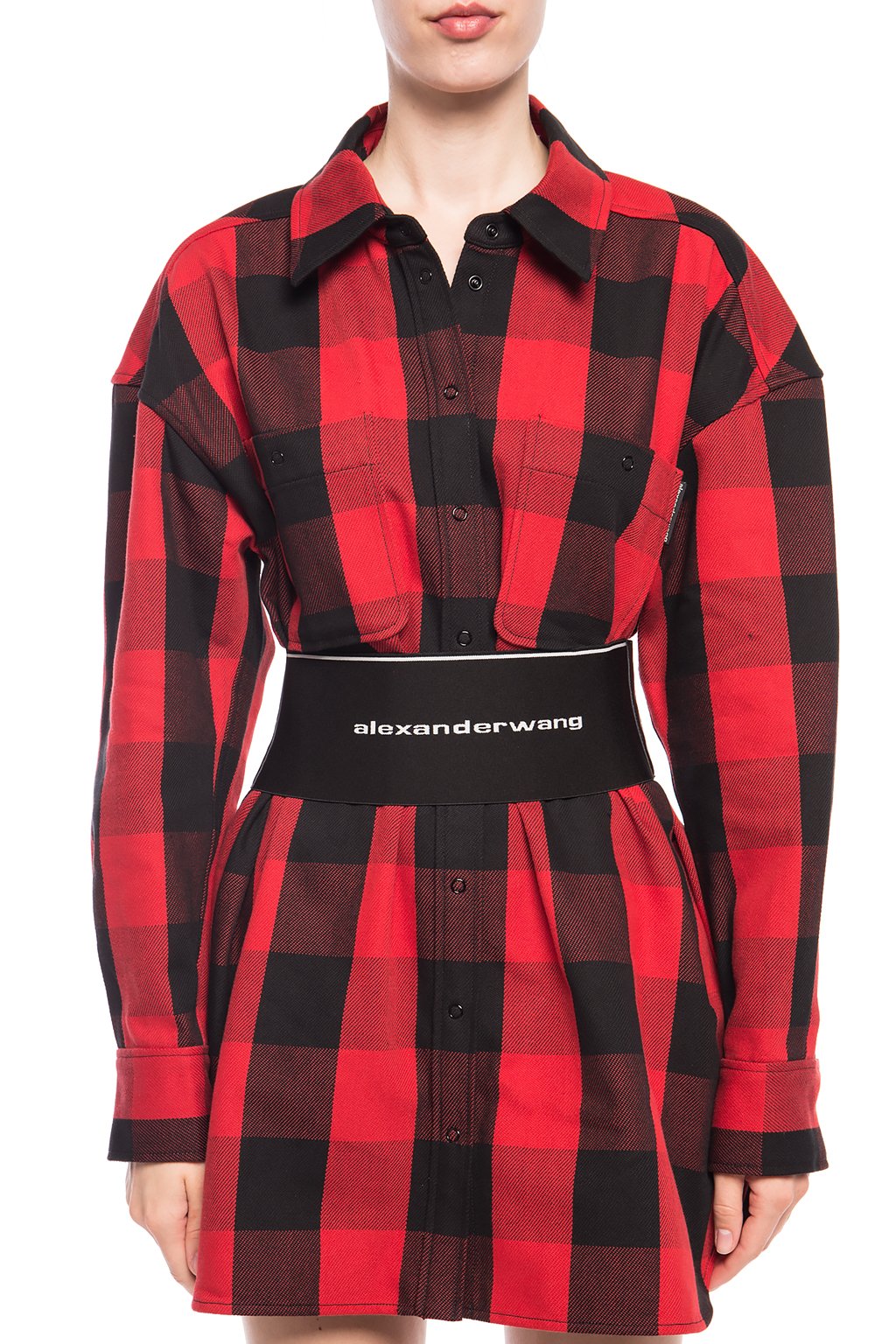 alexander wang plaid shirt dress