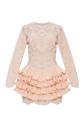 Lace dress with ruffles