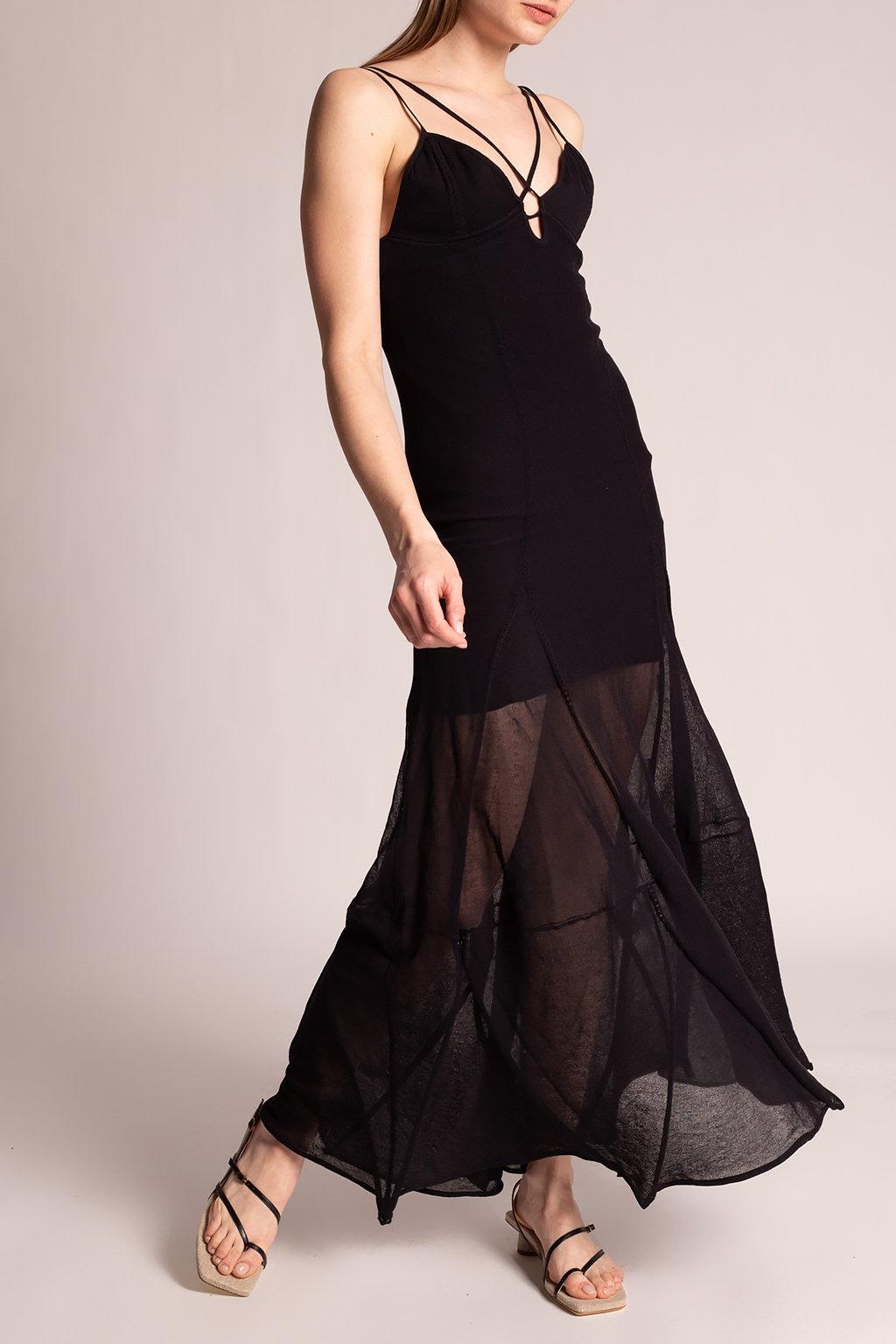 La Robe Basgia Knitted Sheer Dress Black Womens Jacquemus Dresses Fran ...
