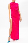 The Attico pleated-detail maxi dress Rib Black