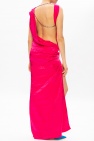 The Attico pleated-detail maxi dress Rib Black