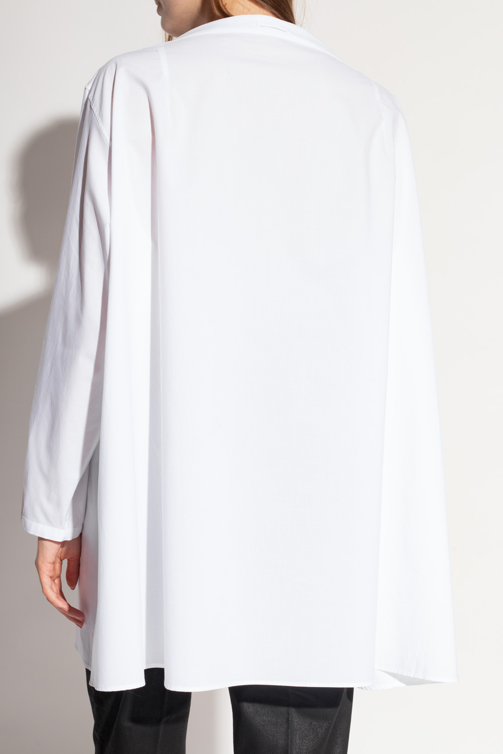 TOTEME Cornelius Short Sleeve High-Low Cotton Shirring Dress