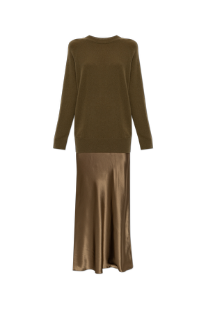Dress made of combined fabrics