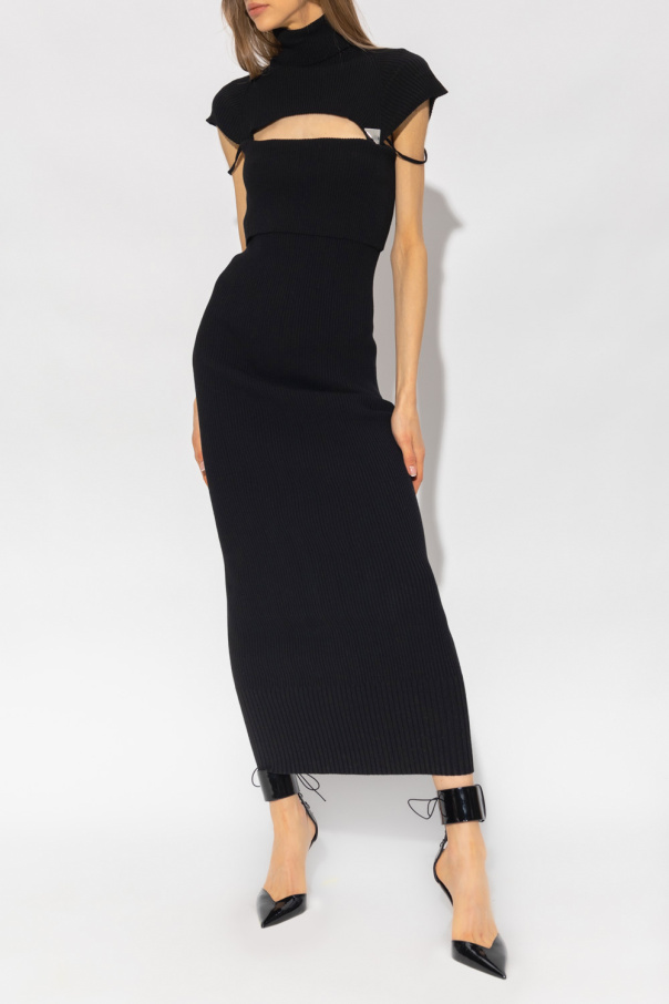 The Attico Antonelli long-sleeved knitted midi dress Blue