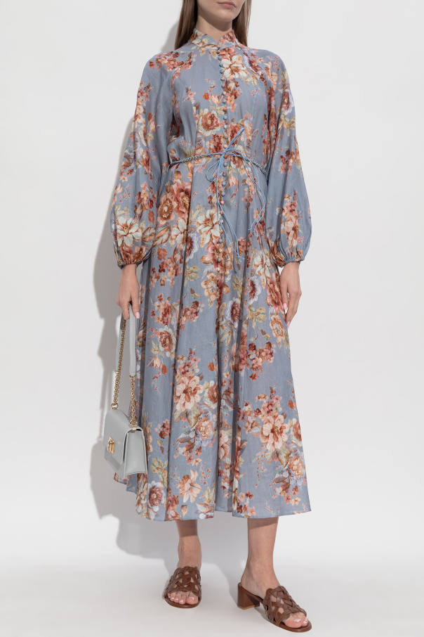 Zimmermann Vestido de lino con estampado floral