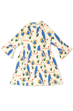 Dress with parrot motif