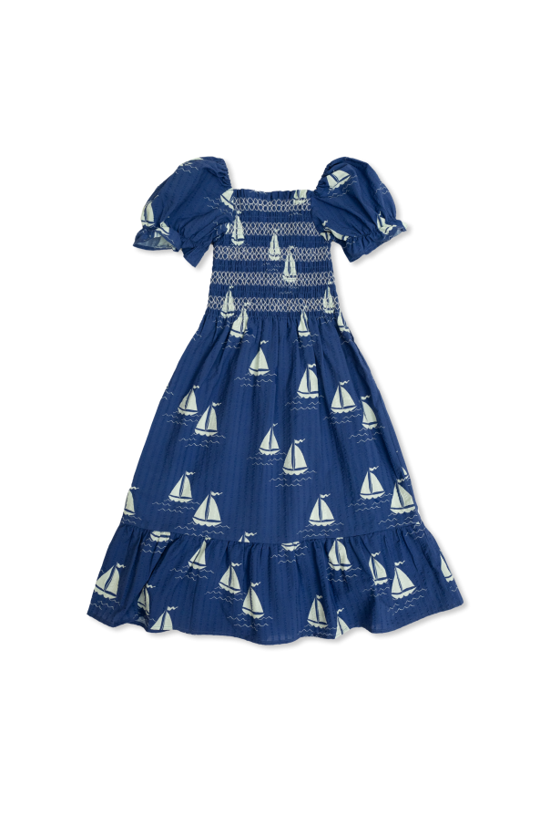 Mini Rodini Vestido de algodón con fruncido