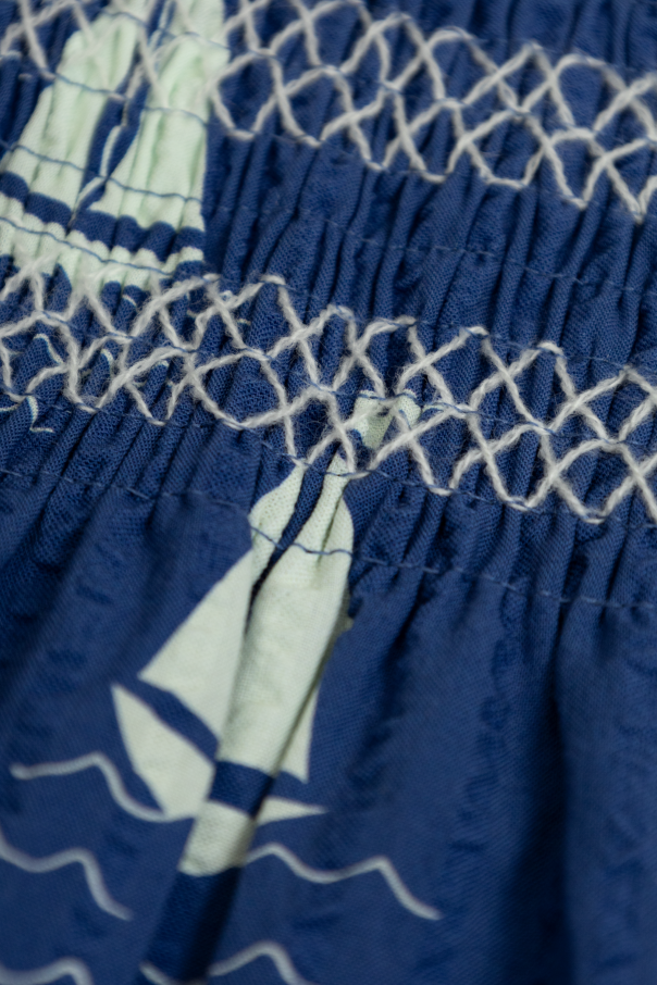 Mini Rodini Vestido de algodón con fruncido