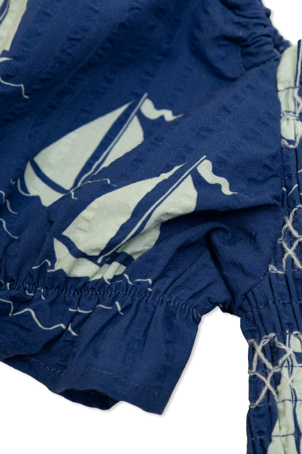 Mini Rodini Vestido de algodón con fruncido