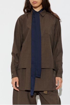 sacai Vestido de lã de corte camisa