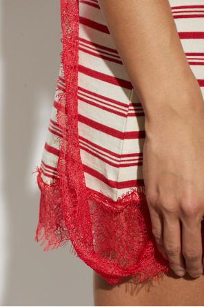 Christopher Esber Sukienka ‘Stripe Jersey Lace Trimmed Tee’