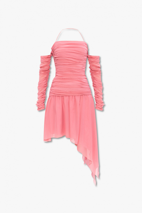 Blumarine Ruched dress with detachable sleeves