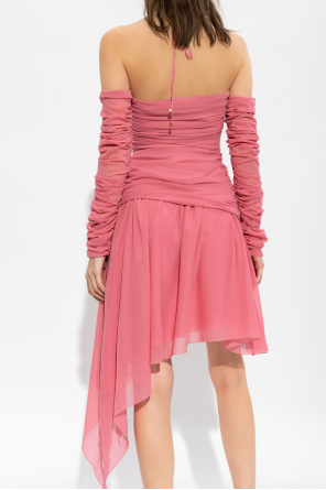 Blumarine Ruched dress with detachable sleeves