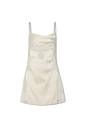 Satin dress with lace inserts