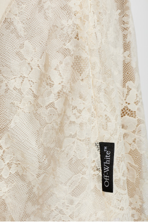 Off-White Satin dress with lace inserts