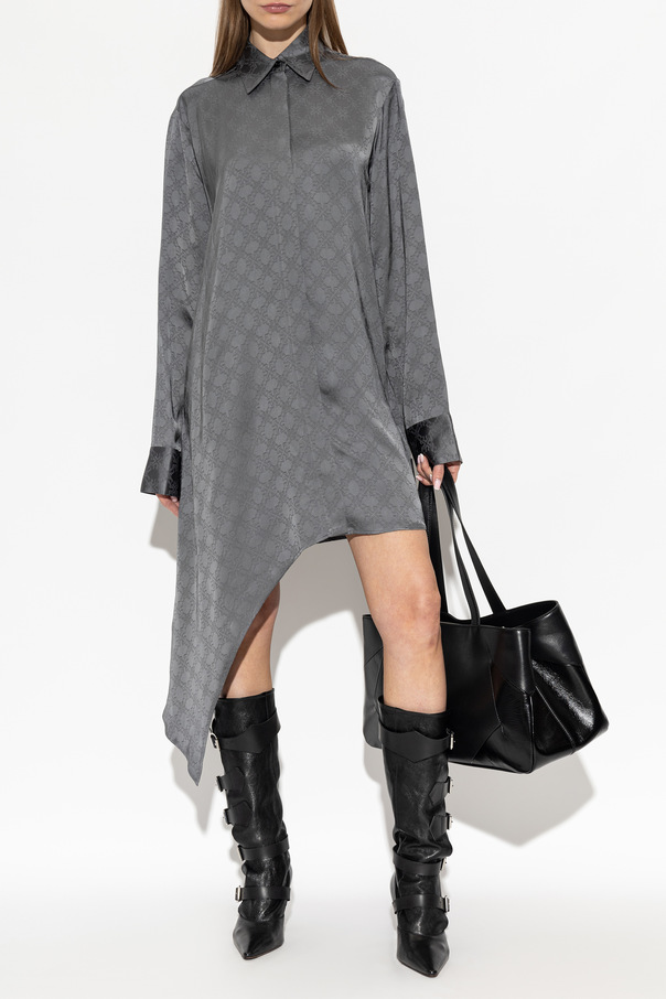 Off-White Рокля с монограм