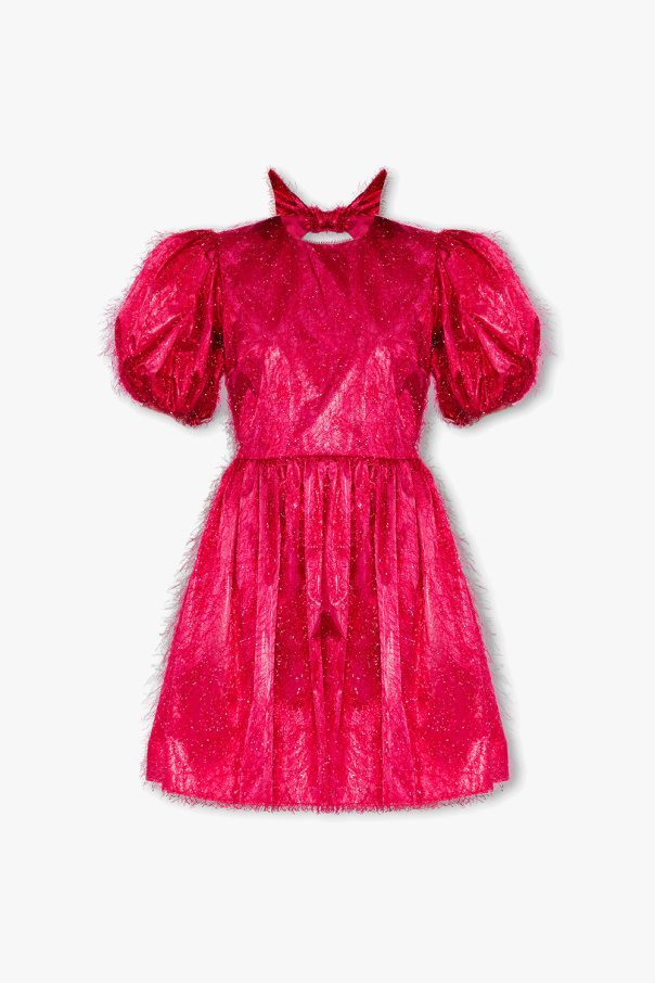 Red per valentino Dress with glossy fringes
