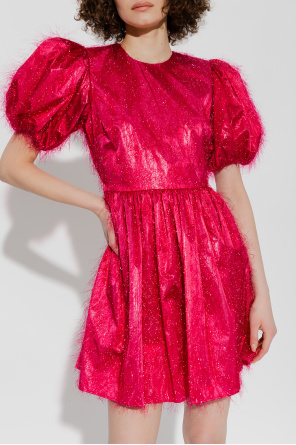 Red crew-neck valentino red crew-neck valentino yellow ruffled evening gown