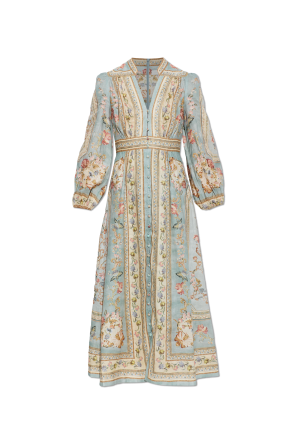 Linen dress with floral motif