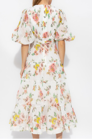 Zimmermann Plisowana sukienka z motywem kwiatowym