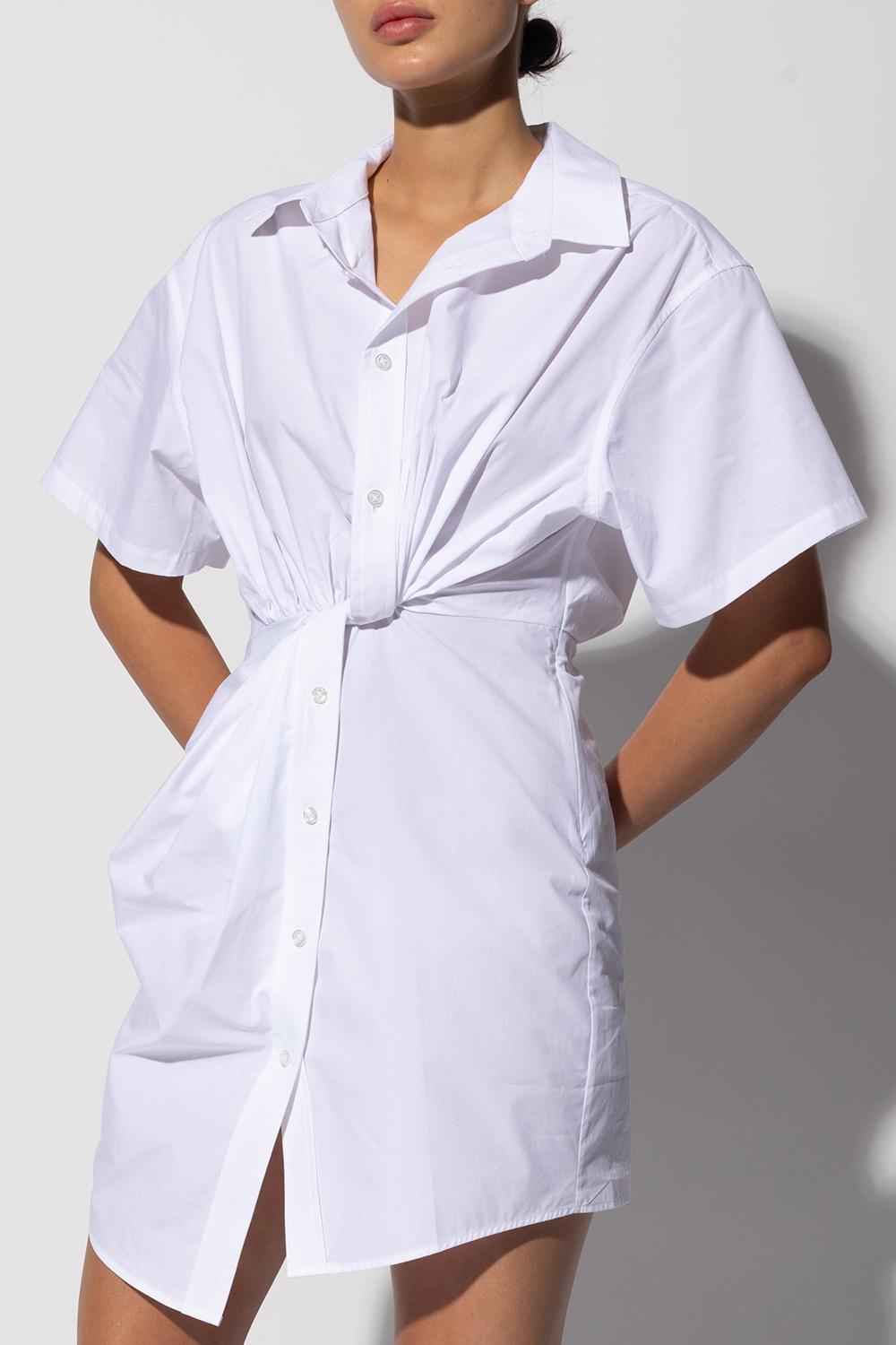 alexander wang gathered mini shirt dress