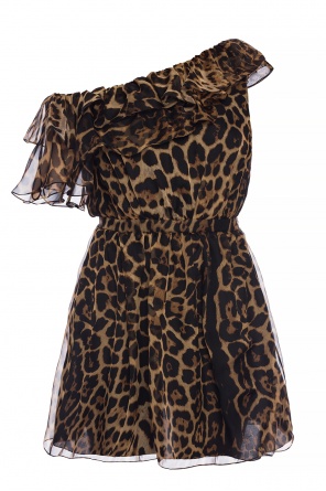 Jedwabna sukienka ze wzorem w cętki od Saint Laurent